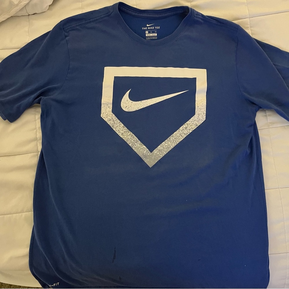 Nike Royal Blue Tee with White Home Plate Swoosh | XL